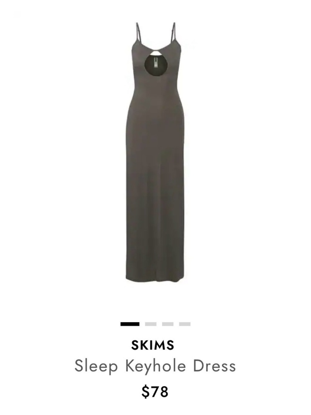 SKIMS Charcoal Gray Sleep Keyhole Maxi Dress